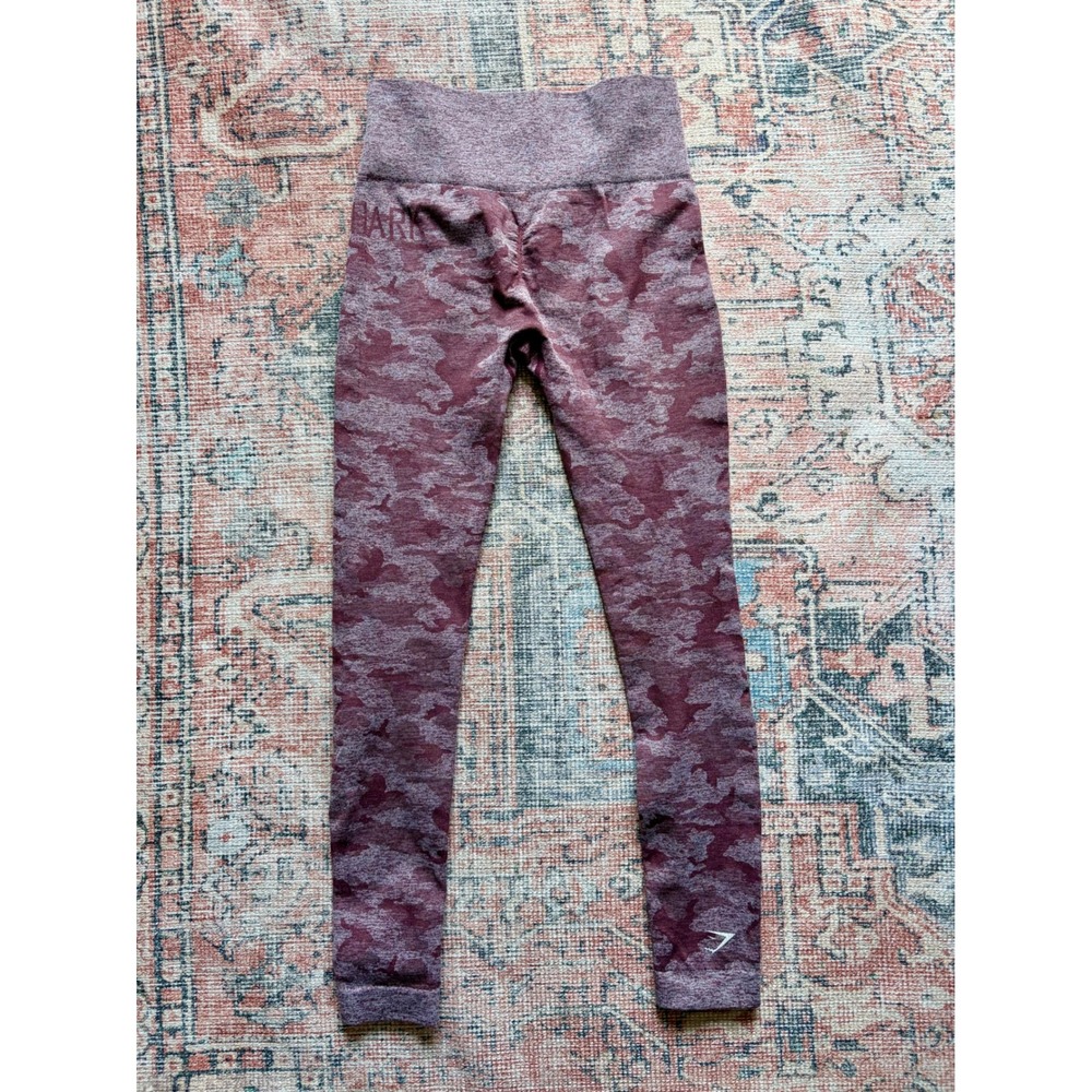 Gymshark XS Adapt Pink Camo Seamless Athletic Leggings High Waisted Scrunch Bum - Picture 2 of 10